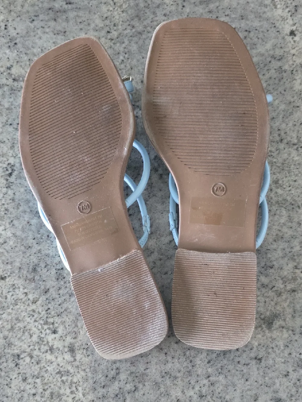 Steve Madden Pale Blue Strappy Toe-Loop Sandals with Gold Accent - Picture 5 of 5